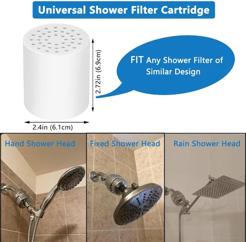 Miniatura 6 de Cartucho de repuesto para filtro de ducha de 25 etapas, paquete de 4 cartuchos universales para agua dura, elimina cloro, metales pesados, hierro