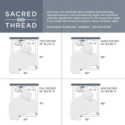 Miniatura 8 de Sacred Thread Manta con peso, ideal para niños y adultos, manta pesada con alta transpirabilidad, cuentas de vidrio suaves y duraderas