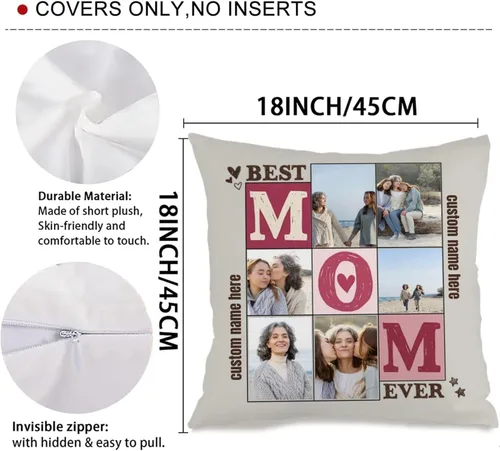 Miniatura 3 de Pillow Case Featuring one Photo and Custom Message Giving Your Space Unique Style and Presenting a Warm Gift Option