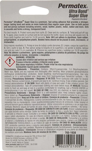 Miniatura 5 de Permatex 21309 Ultra Bond Super Pegamento, 0.18 oz