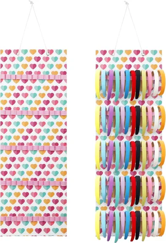 Miniatura 10 de Tudomro Soporte Colgante para Diademas para Niñas Organizador de Accesorios de Cabello de Felpa con 60 Bandas Elásticas Soporte para Lazos