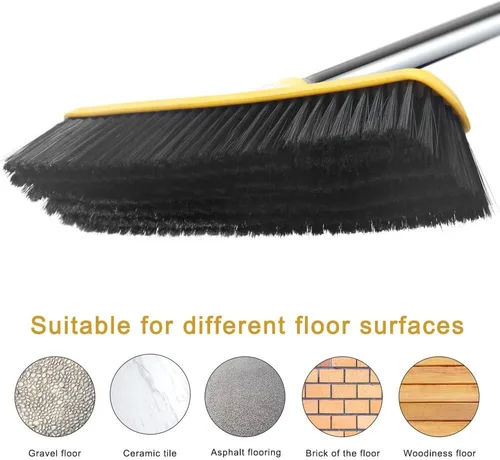 Miniatura 2 de Escoba de empuje con mango largo, cepillo de piso de cerdas suaves de 49.6 pulgadas, escoba de 12.2 pulgadas de ancho para limpiar baño, cocina