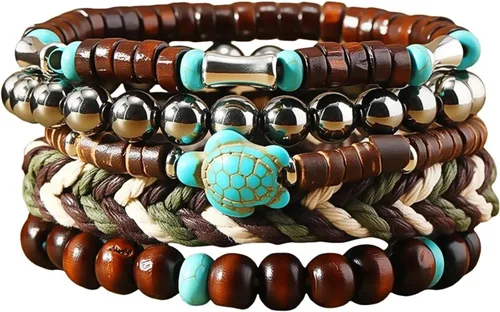 Miniatura 21 de Pulsera Gótica Ajustable de Cuero Trenzado Punk Multicapa de Estilo Grunge, Conjunto de Pulseras Emo con Brazalete de Metal, Envoltura