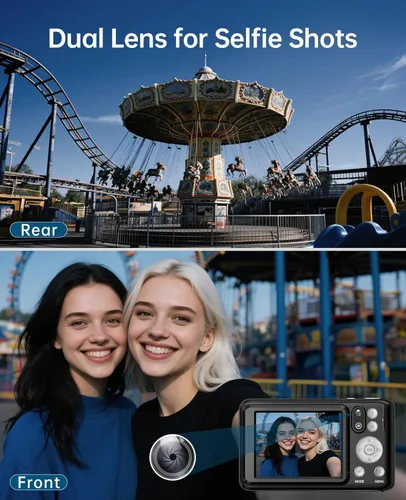 Miniatura 11 de Cámara digital 5K para fotografía con zoom óptico 6X, cámara WiFi de enfoque automático de 64 MP para YouTube con doble lente, cámaras digitales