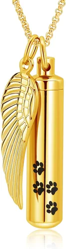 Miniatura 11 de Hearbeingt Collar de urna de cremación para cenizas para mascotas, medallón conmemorativo con estampado de patas, joyería de ceniza, colgante