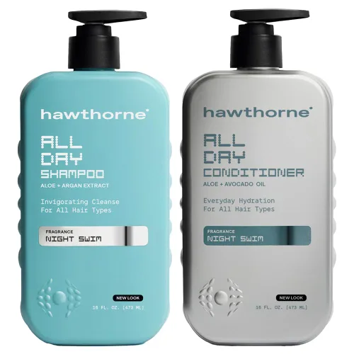 Hawthorne Juego de champú y acondicionador para hombre todo el día. Champú y acondicionador sin sulfato con aceite de aguacate puro y aloe para un
