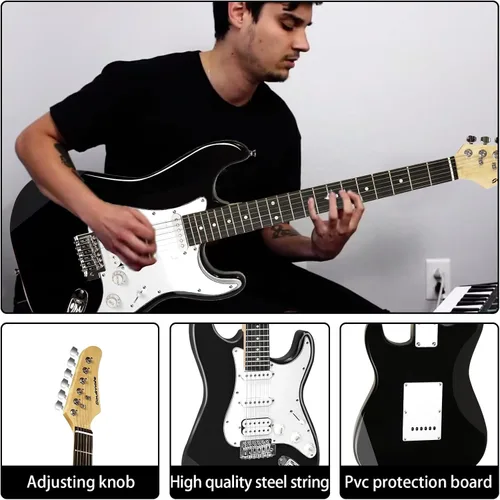 Miniatura 5 de Soulmate - Kit de guitarra eléctrica para principiantes de 39 pulgadas, tamaño completo, guitarra eléctrica de cuerpo sólido con pastilla HSS
