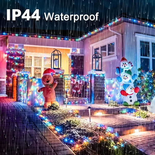 Miniatura 6 de 300 luces LED de Navidad de 98 pies para exteriores, luces multicolor para árbol de Navidad enchufables, 8 modos de luz parpadeante para dormitorio