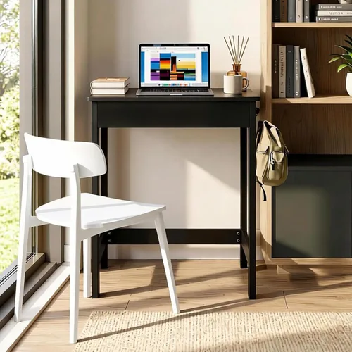 Miniatura 2 de SoBuy Escritorio pequeño con cajones de MDF, mini escritorio de 24 pulgadas con ganchos laterales, adecuado para niños y adolescentes en dormitorio