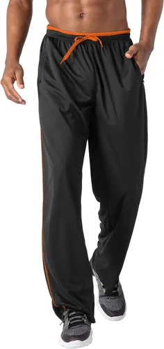 BIYLACLESEN - Pantalones de chándal para hombre, con cremallera, transpirables, para correr, gimnasio, entrenamiento, atlético, pantalones de malla,