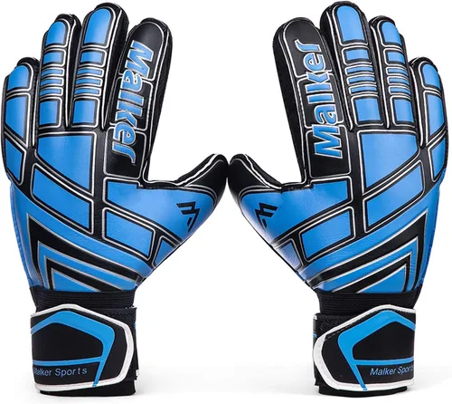 Malker Guantes de Portero de Fútbol Guantes de Portero con Fingersave y Protección Doble de Muñeca, Guantes de Portero de Agarre Fuerte para Niños,