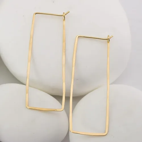 Miniatura 57 de Aretes de aro finos martillados, elegantes plata esterlina geométrica sólida, relleno de oro y relleno de oro rosa; para mujer por Lotus Stone