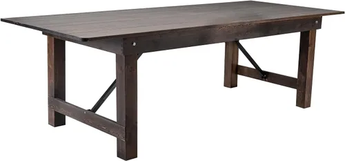 Miniatura 14 de Flash Furniture Serie Hércules Mesa de comedor plegable rústica de pino macizo de 8' x 40", mesa rectangular antigua de granja para comedor y eventos