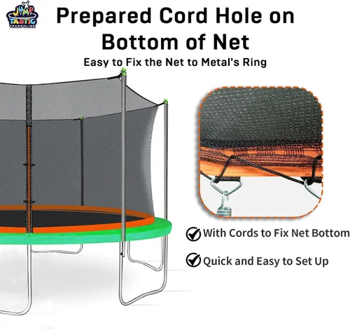 Miniatura 7 de Jump Tastic Trampoline Red de repuesto con 6 tapas de poste, red redonda de seguridad de 12 a 15 pies, resistente a los rayos UV, resistente a