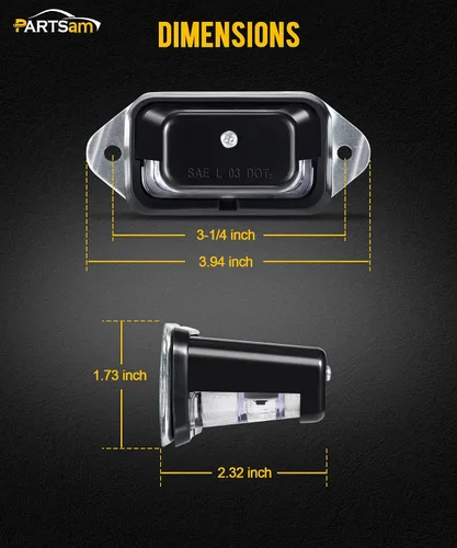 Miniatura 7 de Partsam Luz de matrícula LED impermeable de 12V CC con luz para placa de licencia, soporte con orificio de drenaje, carcasa de ABS, lente de PC