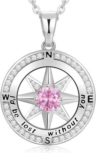 Miniatura 57 de Peeshow Collar para mujer, brújula, piedra natal, joyería de cumpleaños, aniversario, ideas para su novia, regalo romántico de amor en Navidad, día