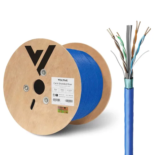 Miniatura 5 de Voltive Cable Ethernet blindado Cat6, elevador (CMR), negro, 1000 pies - 23AWG 4 pares de cobre sólido desnudo, FTP, 400 MHz, certificado UL