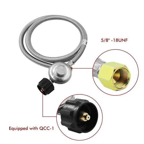 Miniatura 3 de MENSI Pozo de fuego de gas propano de 6 pies, parrilla para barbacoa, estufa de campamento, calentador QCC de baja presión máxima 1/2PSI regulador