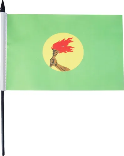 Miniatura 296 de AZ FLAG Sierra Leone Bandera de mesa 5'' x 8'' - Bandera de escritorio de Sierra Leona 21 x 14 cm - Bastón y base de plástico negro