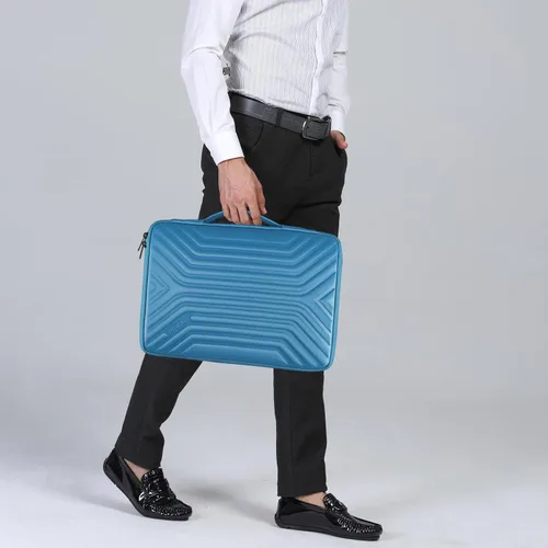 Miniatura 6 de DOMISO Funda para laptop de 14 pulgadas resistente a golpes e impermeable con asa, ligera, suave, EVA, estuche para tablet para laptops de Azul