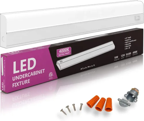 Miniatura 11 de Barra de luz LED para tareas bajo alacena, de 16 W y 24 pulgadas, regulable, CRI>90, 5000 K (luz de día), cuerpo ancho, base de metal de larga 5000K