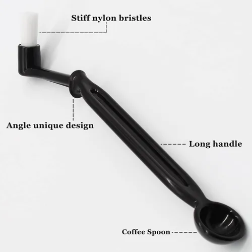 Miniatura 3 de Cepillo de limpieza para máquina de café, cepillo de nailon para máquina de café expreso, juego de herramientas de limpieza de café con cuchara