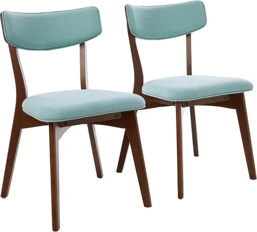 Christopher Knight Home Abrielle - Sillas de comedor de tela moderna de mediados de siglo con marco de madera de caucho con acabado de nogal menta /