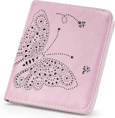 Miniatura 17 de KITEVIUN Pequeña cartera RFID para mujer, ultrafina, delgada, mini, compacta, plegable, con bolsillo, para mujer, púrpura (01-purple)