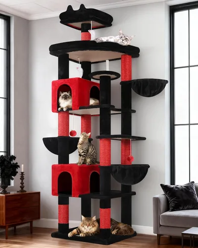 Miniatura 9 de Globlazer Torre de árbol para gatos extra grande, 82 pulgadas de alto, árbol para gatos de interior, torre grande para gatos grandes y adultos con 8