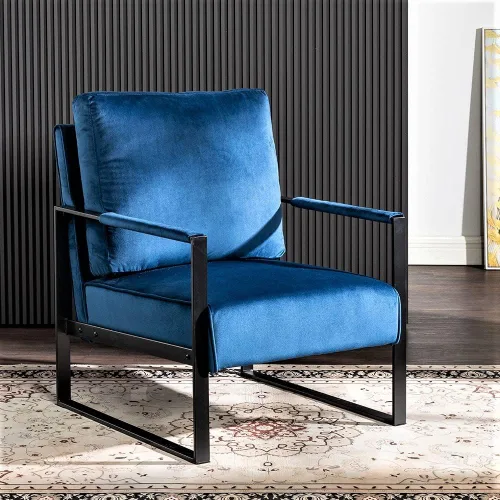 Miniatura 11 de Container Furniture - Silla clásica de mediados de siglo con marco de metal cuadrado duradero, sillón para sala de estar, dormitorio, oficina