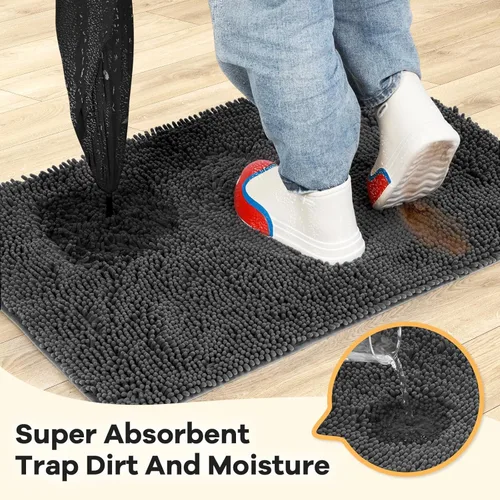 Miniatura 2 de Alfombra absorbente para perros para patas sucias, 120" x 36" alfombras de chenilla para interiores para la entrada, alfombra antideslizante lavable