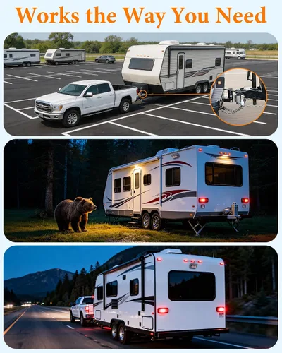 Miniatura 6 de Cámara de respaldo inalámbrica solar para camión: cámara magnética sin cableado para camionetas - Pantalla dividida HD de 1080P de 5 pulgadas, fácil