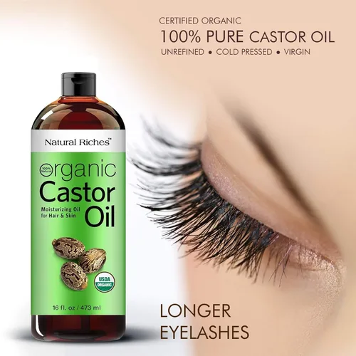 Miniatura 7 de Natural Riches Aceite de ricino orgánico, prensado en frío, certificado USDA para el crecimiento del cabello, pestañas más gruesas, cejas, hidrata
