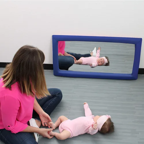 Miniatura 3 de FDP SoftScape - Espejo de pared sensorial (18 x 36 pulgadas), seguro para niños, montaje en pared inastillable con cierres de gancho y bucle