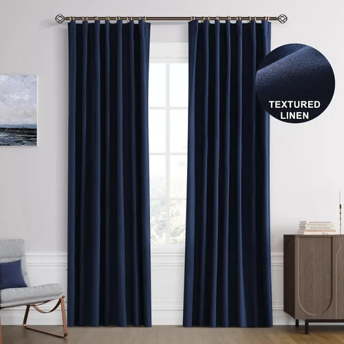 Miniatura 19 de Joywell 2 cortinas opacas 100%, lino, beige natural, trabillas traseras/cinta con ganchos, aislantes, de dormitorio, comedor, sala, puerta corrediza