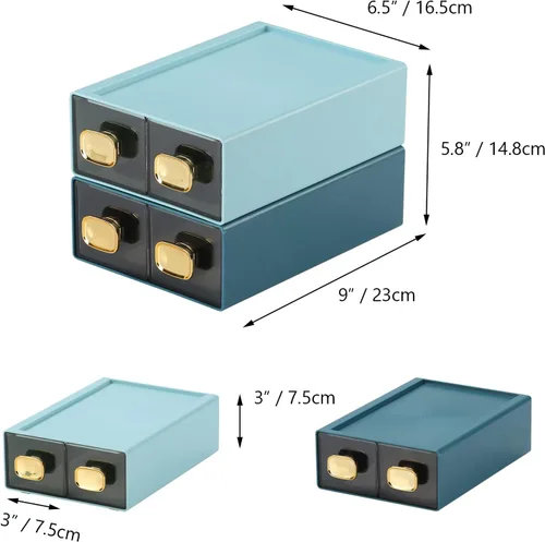 Miniatura 3 de Amplios cajones de escritorio, organizador de escritorio apilable, caja de almacenamiento de plástico para oficina, escuela y suministros para el 4