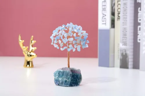 Miniatura 2 de PESOENTH Árbol de cristal de aguamarina, regalo de árbol de la vida para mujeres, mamá, cumpleaños, cristales curativos, árboles de energía