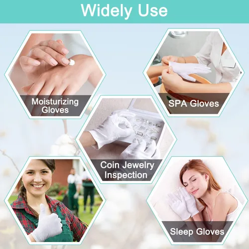 Miniatura 5 de Guantes de algodón para niños – 24 guantes hidratantes blancos suaves para eccema para manos secas inspección SPA (pequeño)