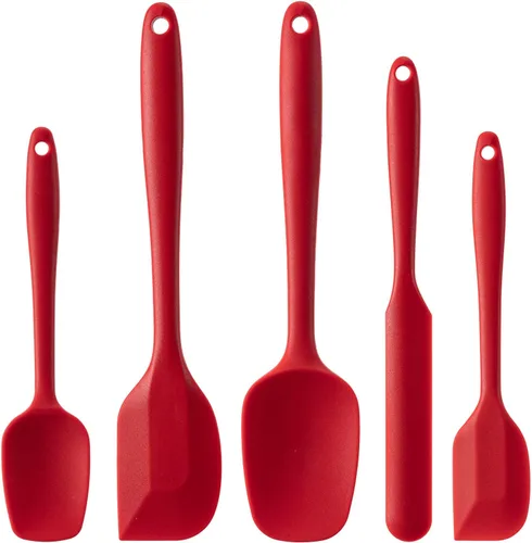 Miniatura 8 de Juego de espátulas de silicona, 5 espátulas de goma de grado alimenticio para hornear, cocinar y mezclar, resistentes al calor, antiadherentes, Azul
