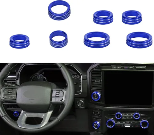 Miniatura 6 de Keptrim para Ford F150 2021 2022 2023 2024 2025 Perilla para Interruptor de Aire Acondicionado y Remolque y 4WD y VOL y Botón de Faro, Aluminio Negro