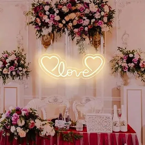 Miniatura 2 de Letrero de neón LED rosa con corazón de amor para boda, proponer matrimonio, día de la madre, día de San Valentín, decoración de pared, regulable