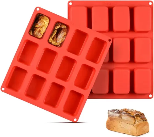 Miniatura 10 de CAKETIME - Mini molde para pan, mini moldes de silicona para pan, 12 tazas para hornear mini pan, brownie, pan de maíz, tarta de queso, jabón