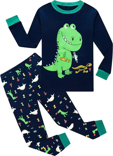 Miniatura 49 de Little Hand Pijamas para niños pequeños, Monster Truck 100% algodón, dinosaurio para niños, 2 piezas, ropa de dormir, conjuntos de ropa de dormir