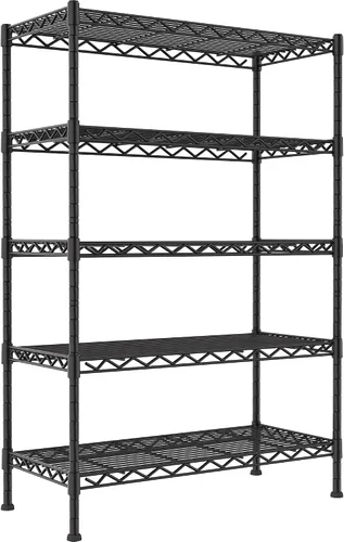 Miniatura 7 de YOHKOH Estante de almacenamiento de metal de 5 alambres, estantes ajustables para lavandería, baño, cocina, despensa, armario