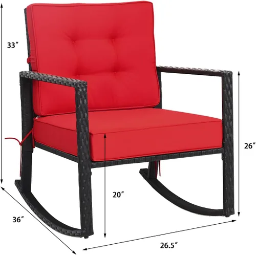 Miniatura 3 de Tangkula Mecedora de Mimbre, Silla Mecedora Deslizante de Ratán para Exteriores con Marco de Acero Resistente, Asiento de Muebles de Mimbre