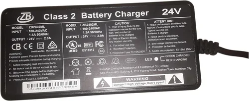 Miniatura 5 de Cargador de batería de litio de 24V 2A Clase 2 para silla de ruedas plegable con motores sin escobillas, con tres enchufes. 2 cables adaptadores