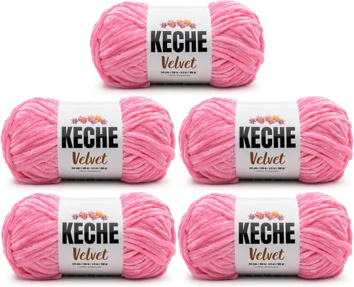 Miniatura 130 de Keche Hilo de terciopelo para ganchillo, manta de felpilla suave, voluminosa, hilo amigurumi, 3.53 oz (132 yardas), color azul bebé