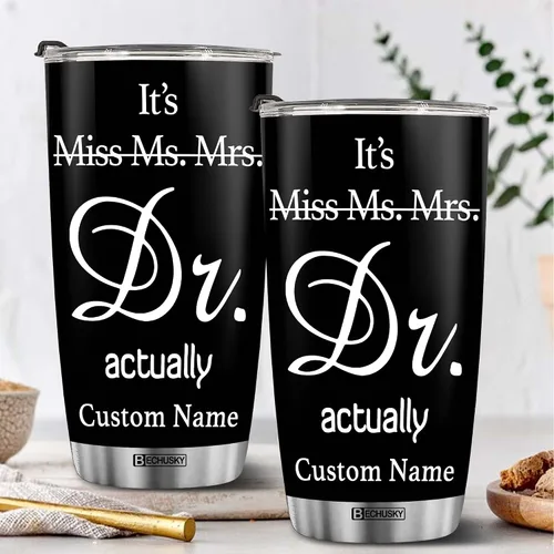 Miniatura 3 de BECHUSKY Regalo de graduación de doctorado personalizado, taza de doctorado con nombre personalizado, vaso de doctorado para hombres y mujeres