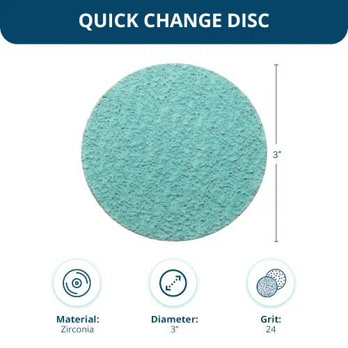 Miniatura 4 de Benchmark Abrasives Discos de lijado de 3 pulgadas de circonita verde de cambio rápido, respaldo tipo R macho - Disco de lijado para desbarbado