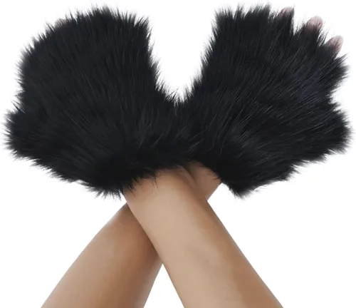 Miniatura 86 de Guantes de garra para disfraz de Halloween, medio dedo, lobo, oso, gato, guantes, guantes de piel sintética para mascarada, cosplay, utilería de mano